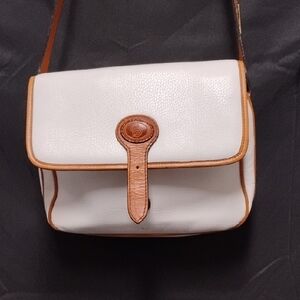 White Leather Crossbody with Tan Trim and Strap